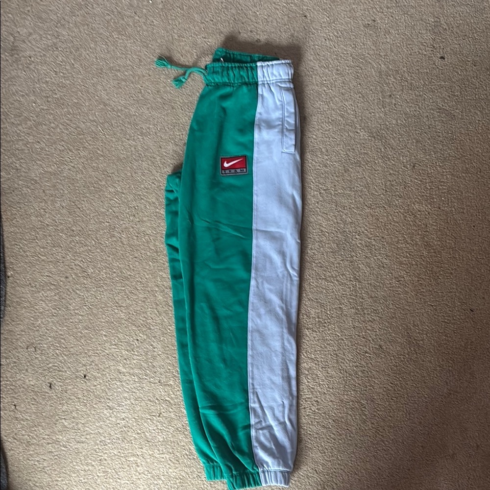 Nike Green and White Sweatpants